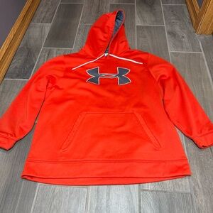 Under Armour Men’s XL Loose Fit Orange Hoodie Pullover Logo Read Description